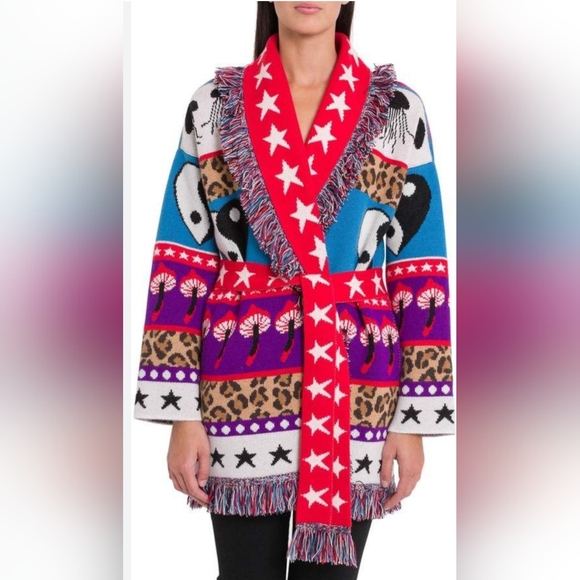 Alanui Inspired Psychedelic Mushroom Cardigan, VGUC, Size L - Picture 1 of 8